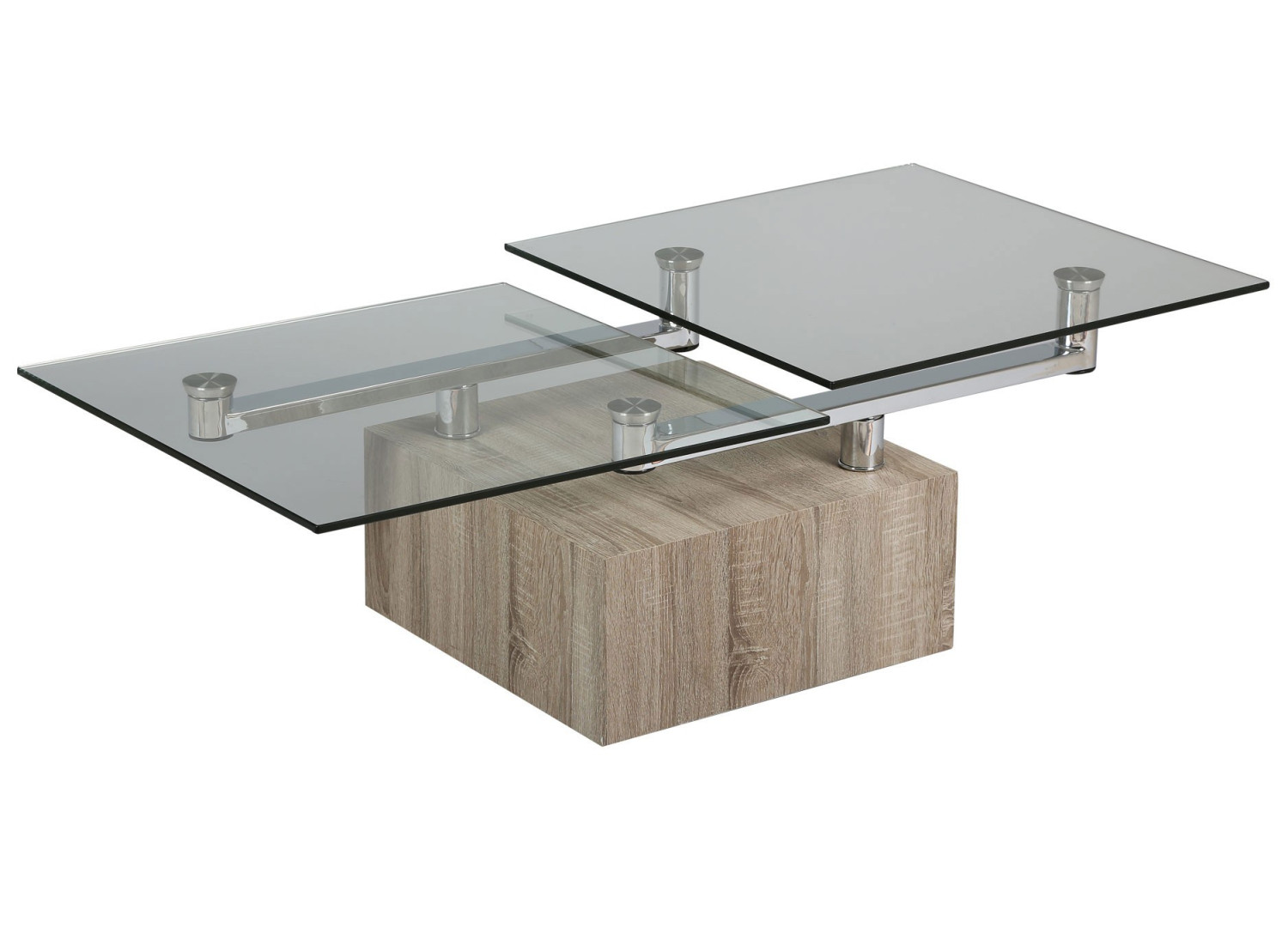 Table Basse Design bois et verre plateaux pivotants - Cbc-Meubles
