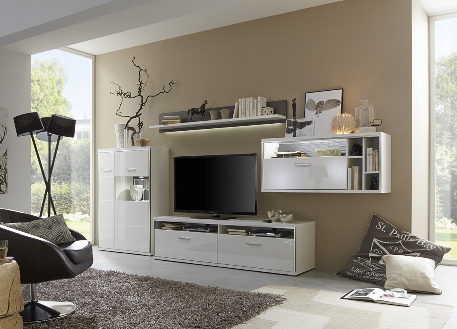 Meuble TV mural contemporain blanc