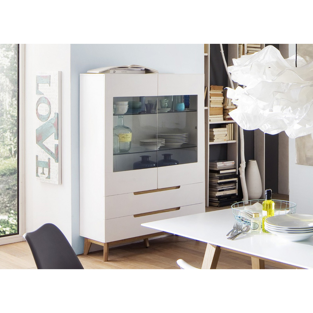 Vitrine scandinave blanc et bois