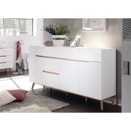 Buffet scandinave blanc et bois 193 cm