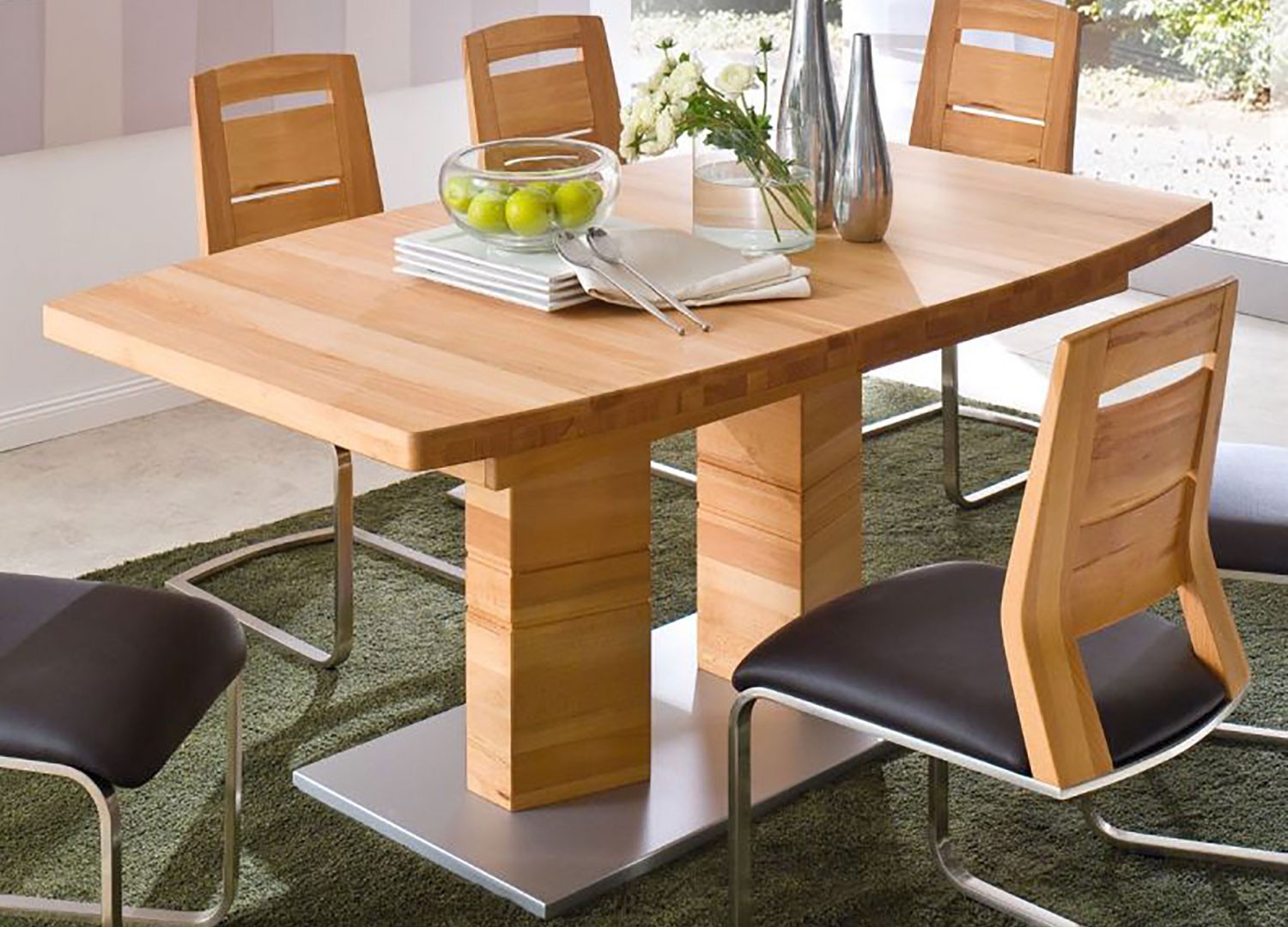 Table repas bois massif plateau bateau 180-270 cm