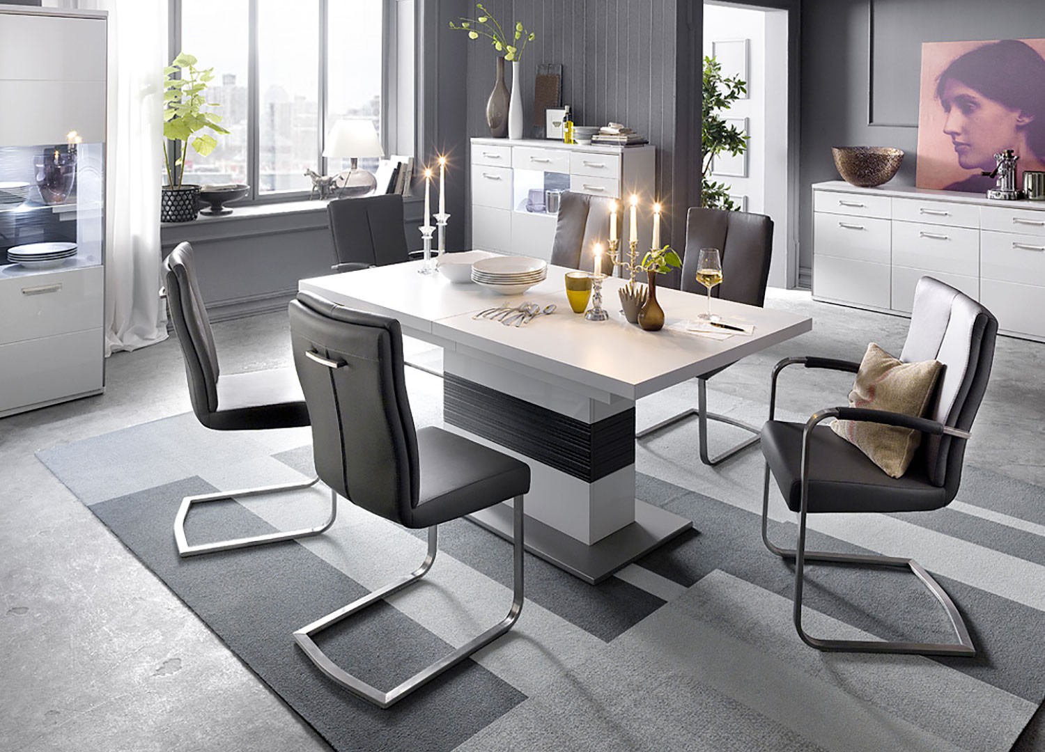 Table repas design blanche et grise