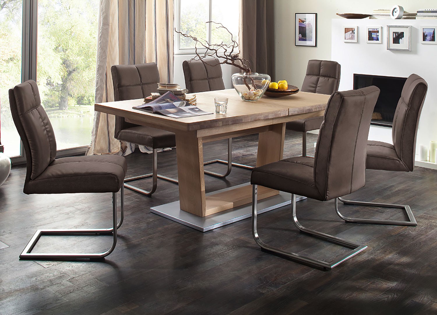 Table repas bois massif 180-270 cm extensible