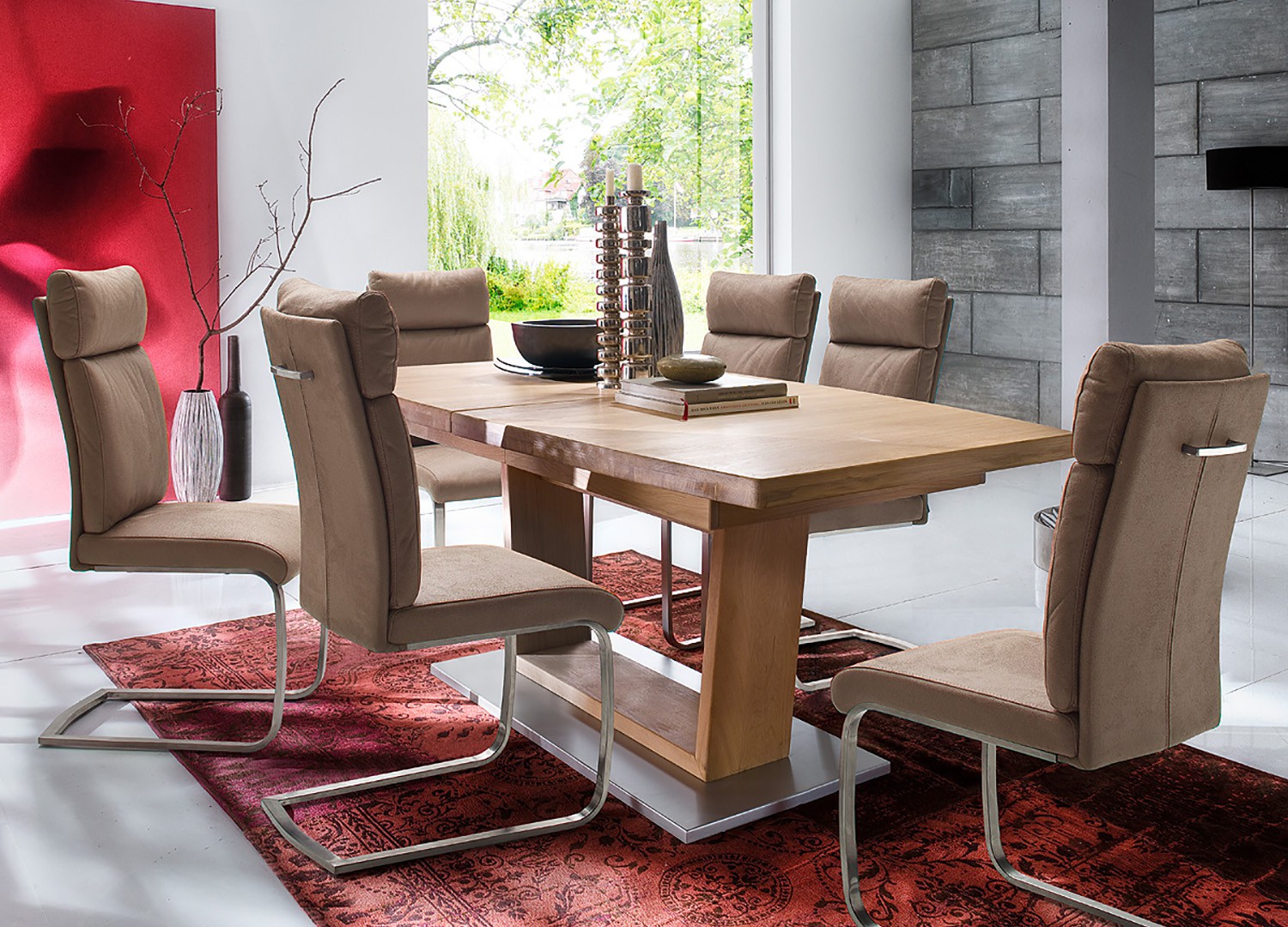 Table repas bois massif ovoïdale 140-220 cm extensible