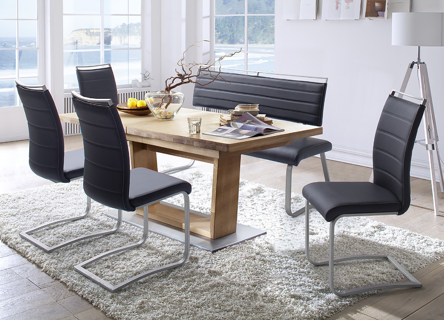 Table repas bois massif ovoïdale 180-270 cm extensible
