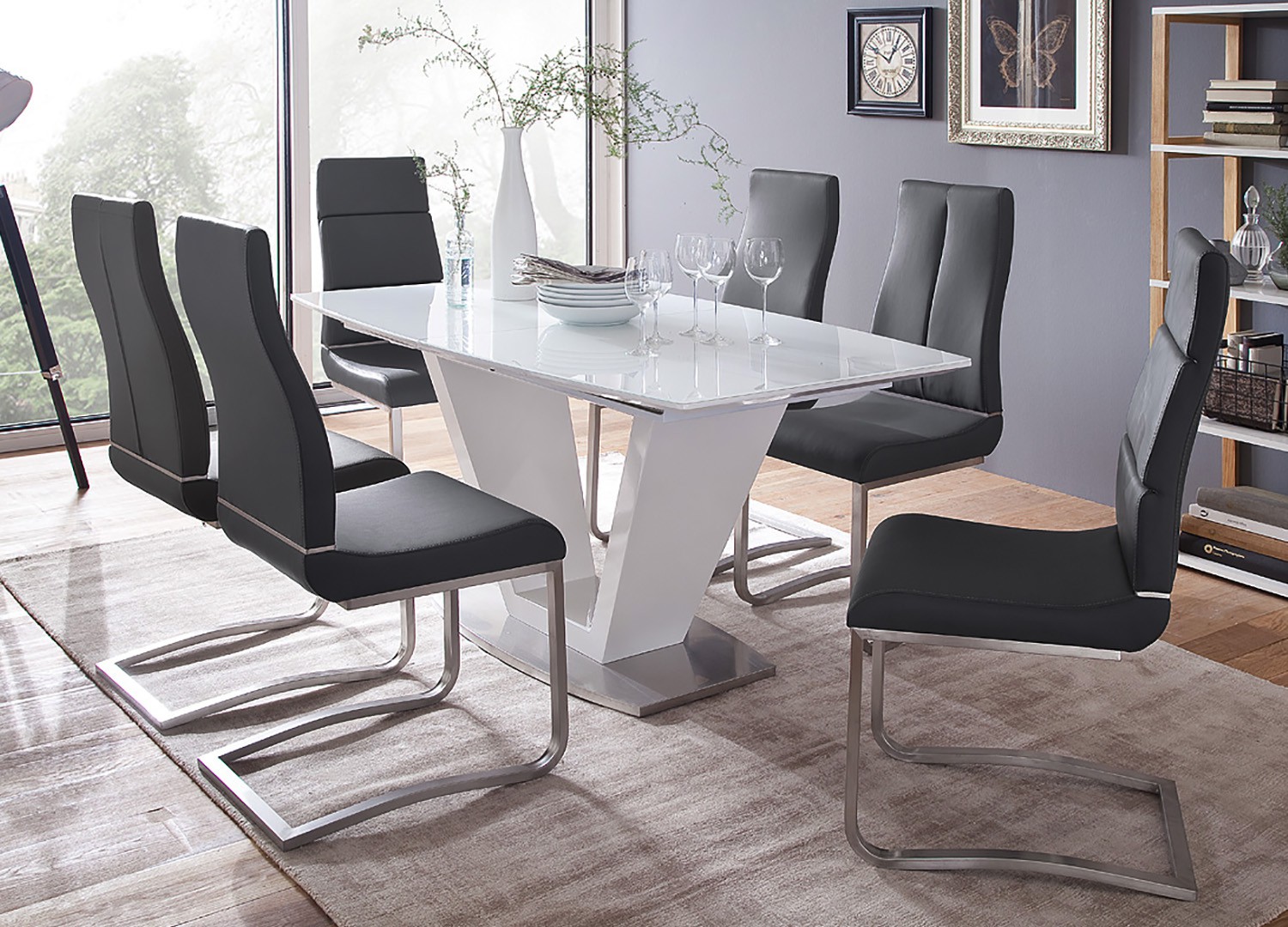 Table repas design extensible blanche