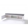 Meuble TV design laqué blanc mat et béton à led