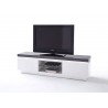 Meuble TV design laqué blanc mat et béton à led