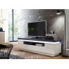 Meuble TV design laqué blanc mat et effet béton à led