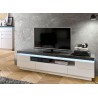 Meuble TV design laqué blanc mat et effet béton à led
