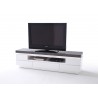 Meuble TV design laqué blanc mat et effet béton à led