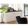 Buffet design laqué blanc mat et béton à led