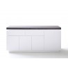 Buffet design laqué blanc mat et béton à led