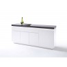 Buffet design laqué blanc mat et béton à led