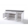 Buffet design laqué blanc mat et béton à led