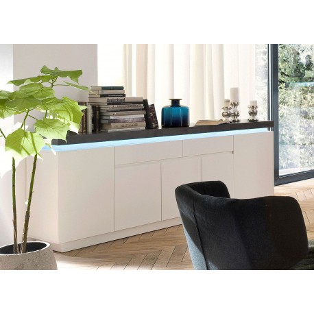 Meuble buffet 2 m blanc mat et gris lumineux