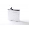 Commode design blanche laquée matte et grise
