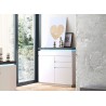 Commode design blanche laquée matte et grise