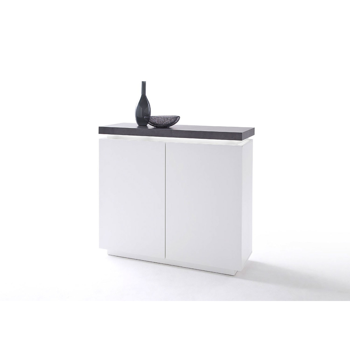 Commode contemporaine blanche et grise à led