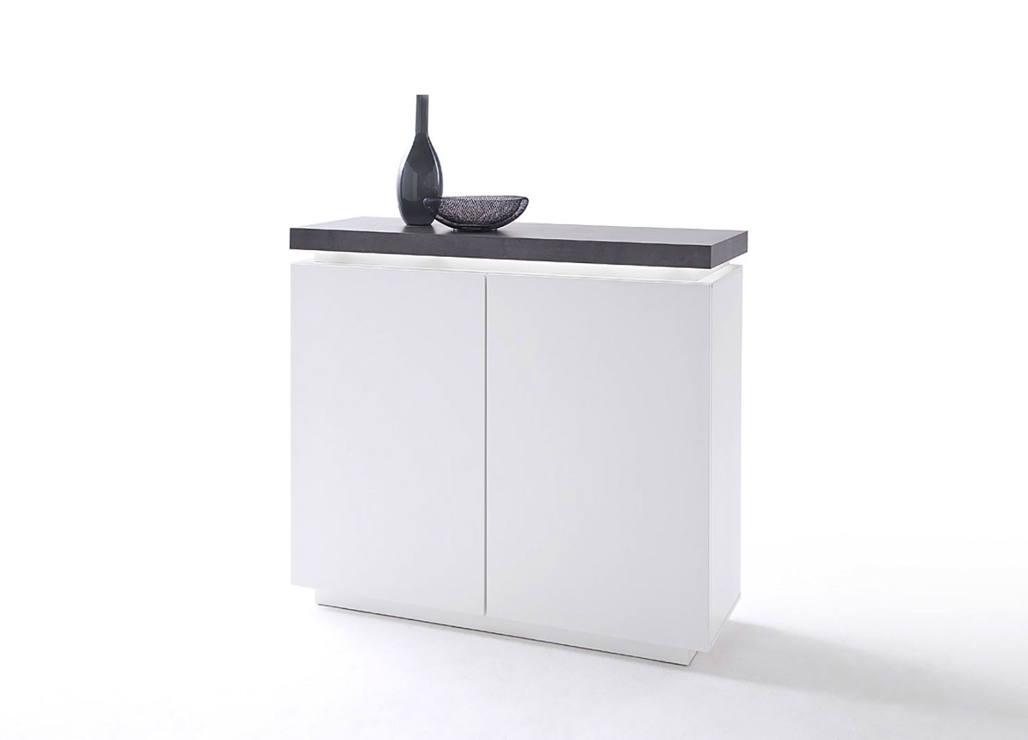 Commode contemporaine blanche et grise à led