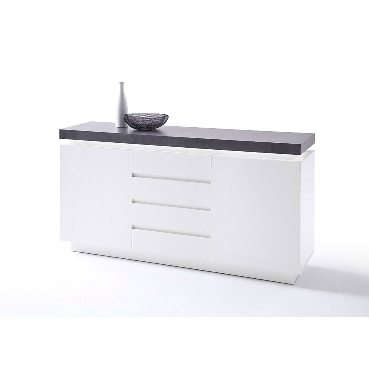Buffet design laqué blanc mat 2 portes
