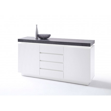 Buffet design laqué blanc mat 2 portes