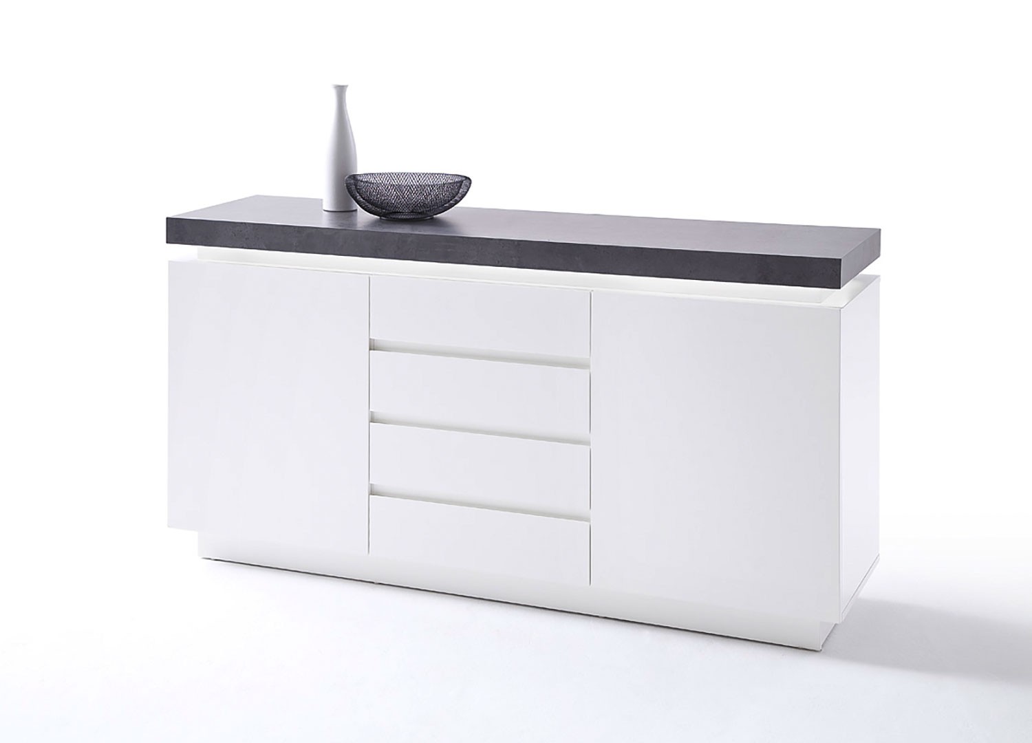 Buffet design laqué blanc mat 2 portes