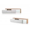 Meuble TV design blanc et plateau chêne massif