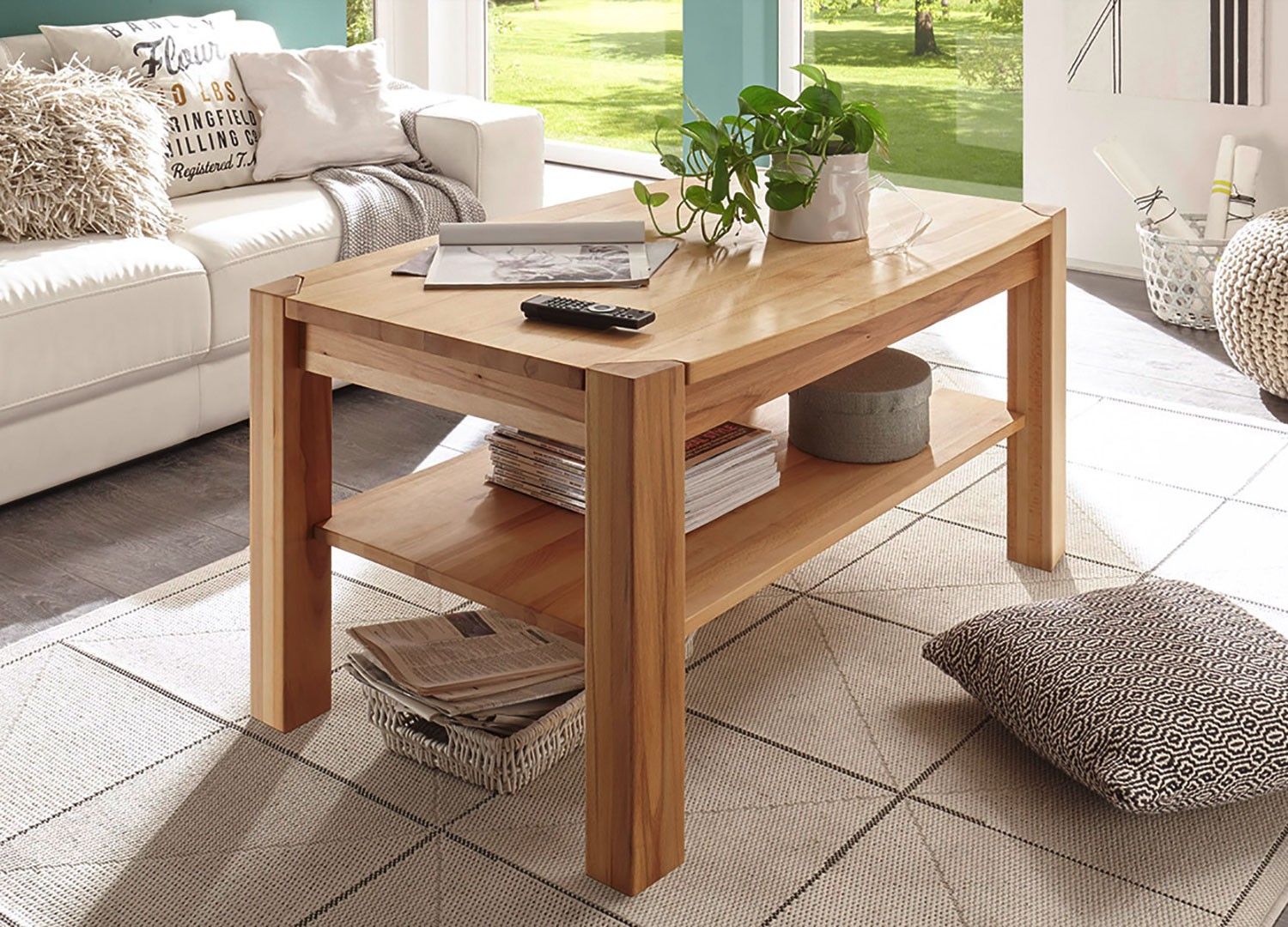 Table basse rectangulaire en bois massif