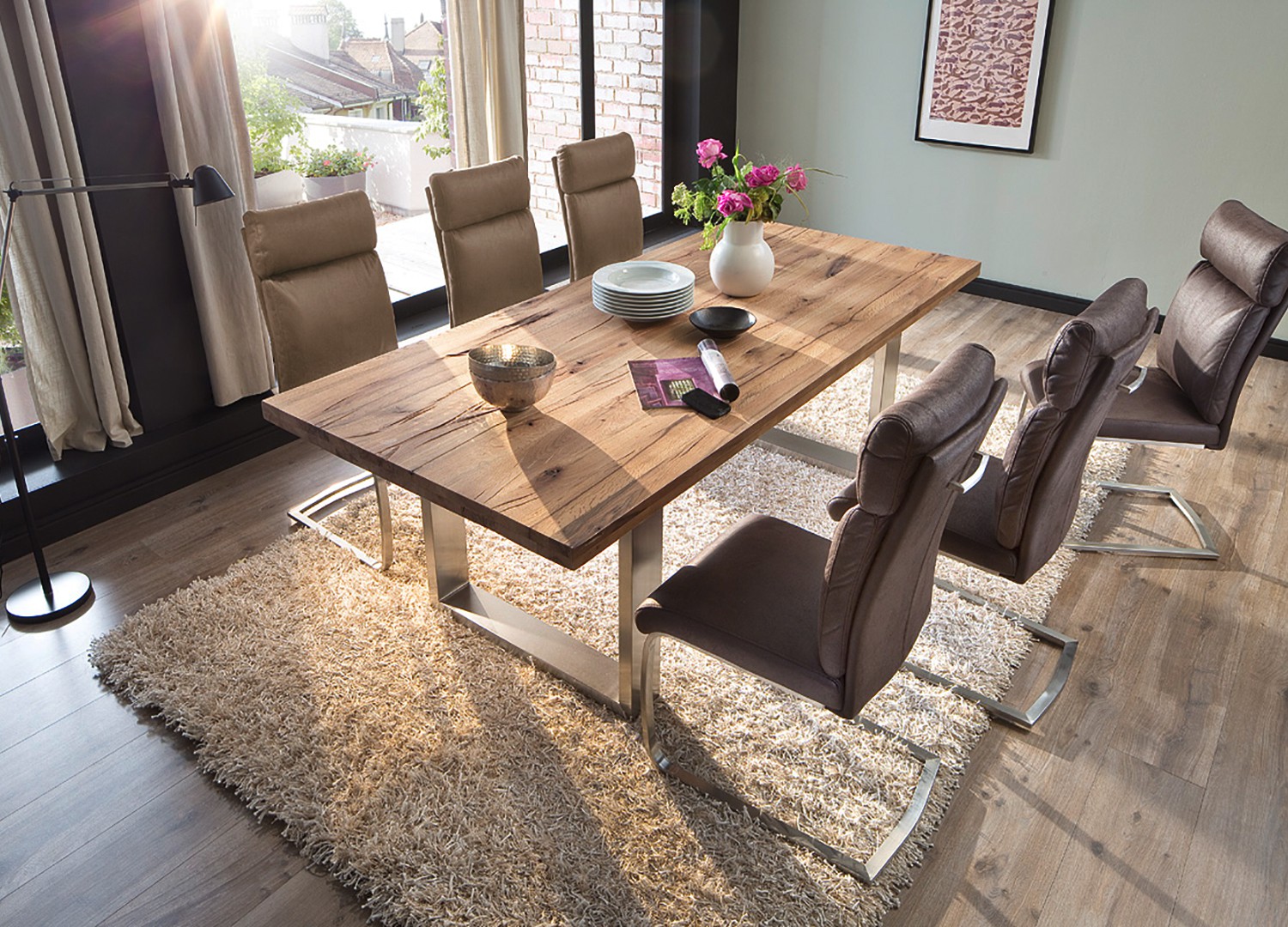 Table repas bois massif chêne sauvage