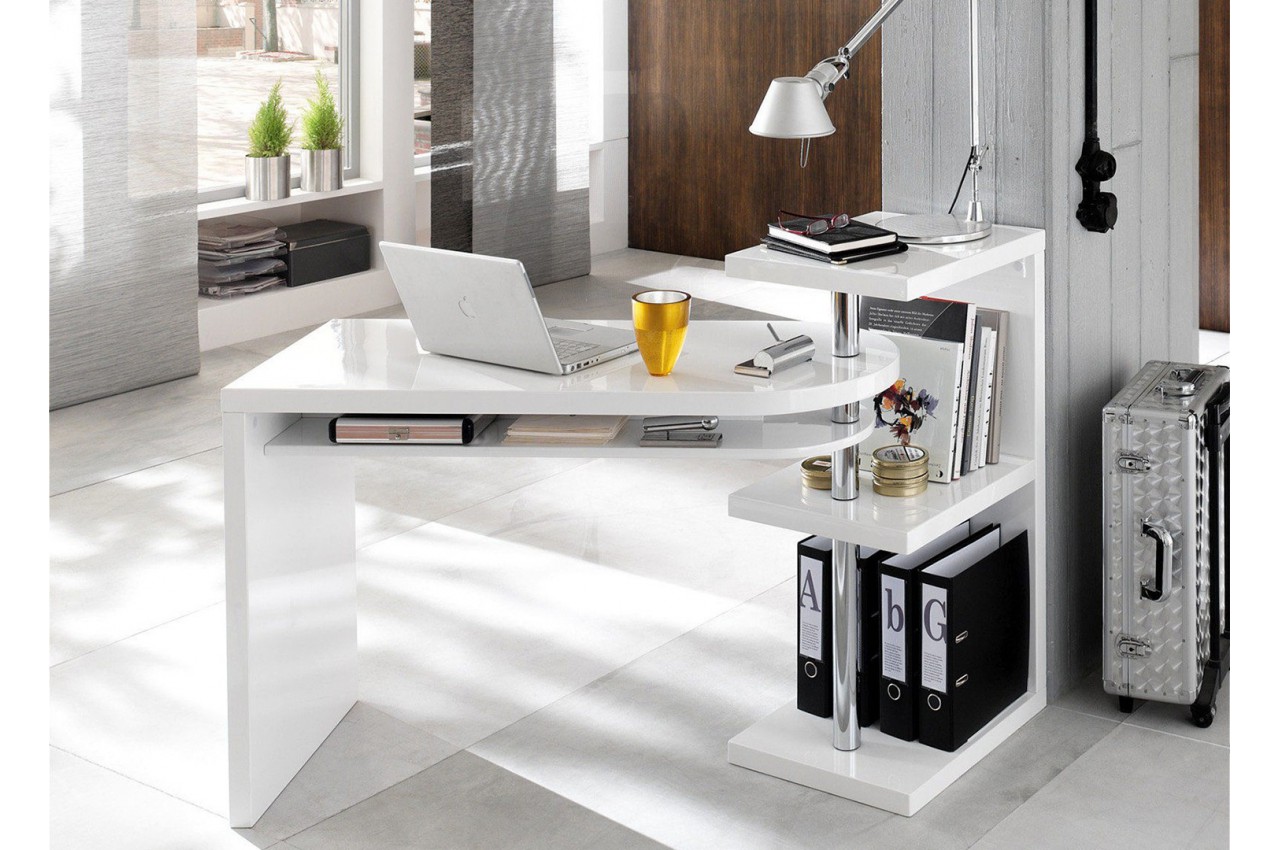 Bureau bureau design studio blanc brillant 100x50cm Esse 2
