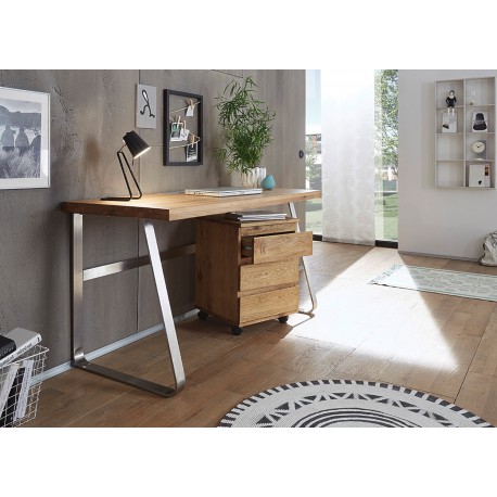 Bureau en bois massif Oscar avec compartiement 4 tiroirs - Meubles Bois  Massif