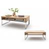 Table basse bois massif et verre