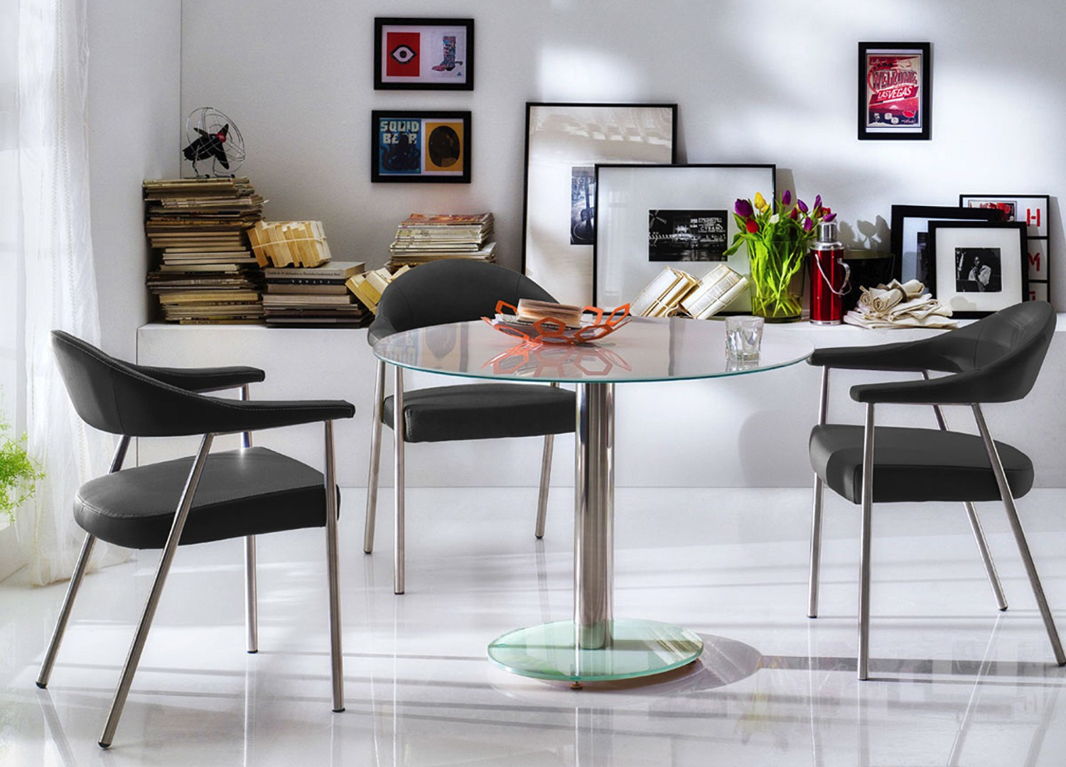 Table ronde en verre 2 couleurs - Cbc-Meubles