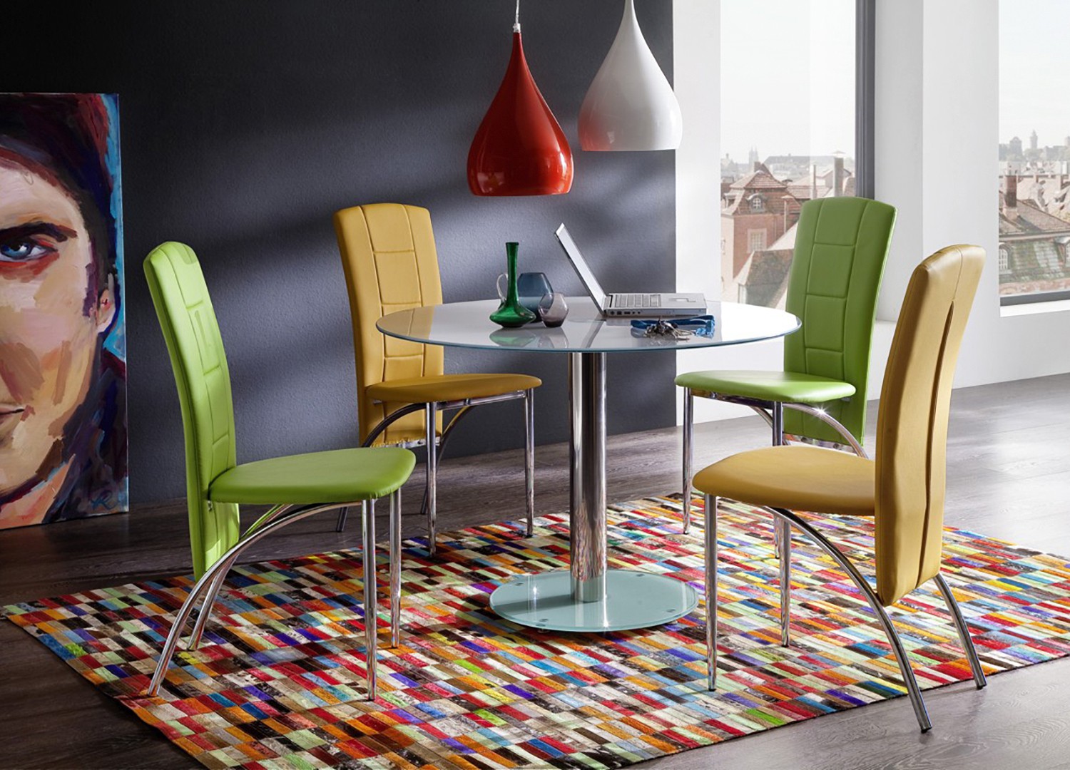 Table ronde en verre 2 couleurs