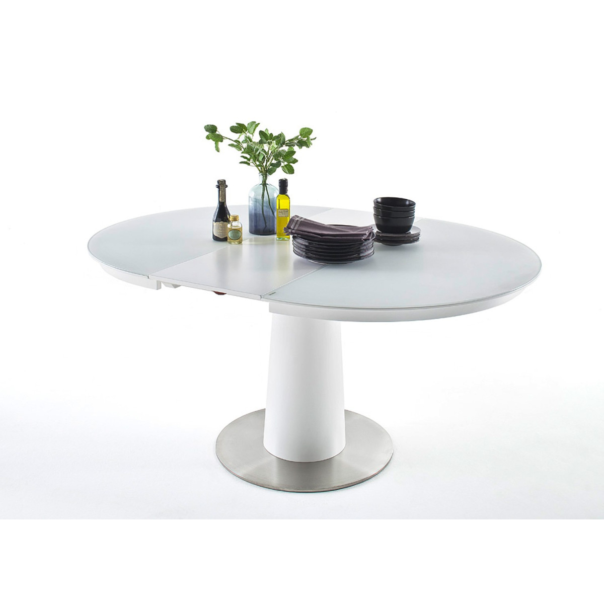Table ronde en verre extensible