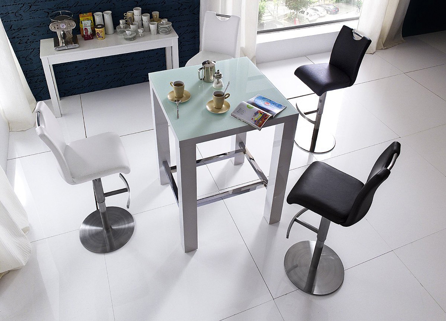 Bar blanc laqué 80 cm