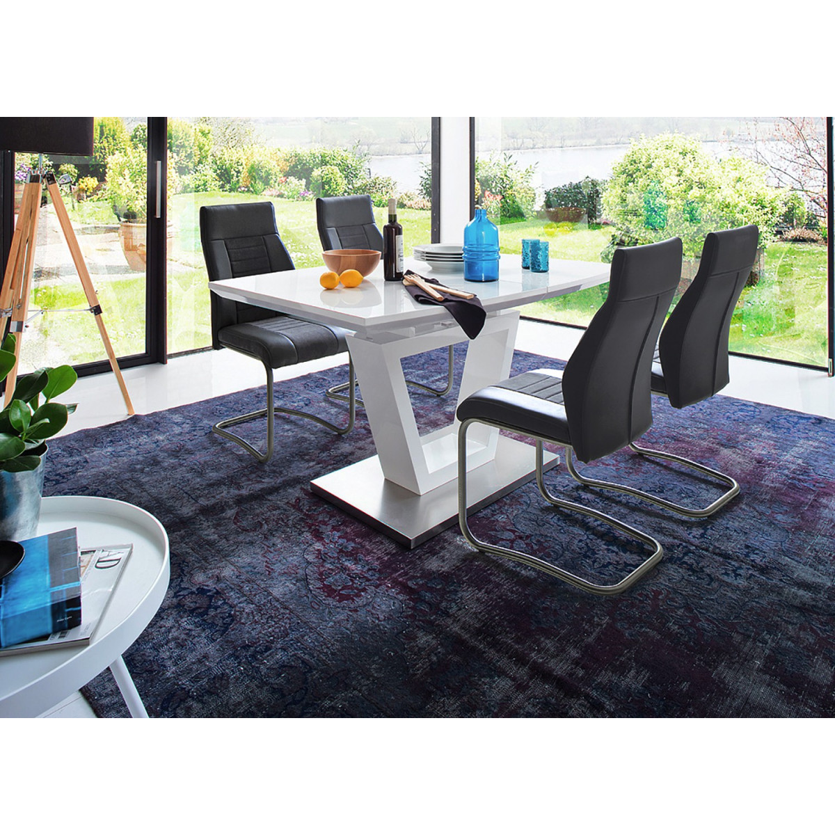 Table à manger blanc laqué extensible