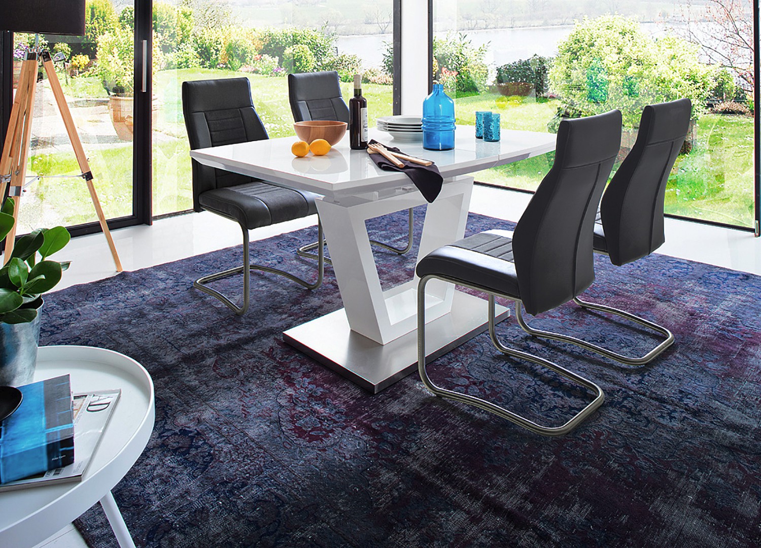 Table à manger blanc laqué extensible