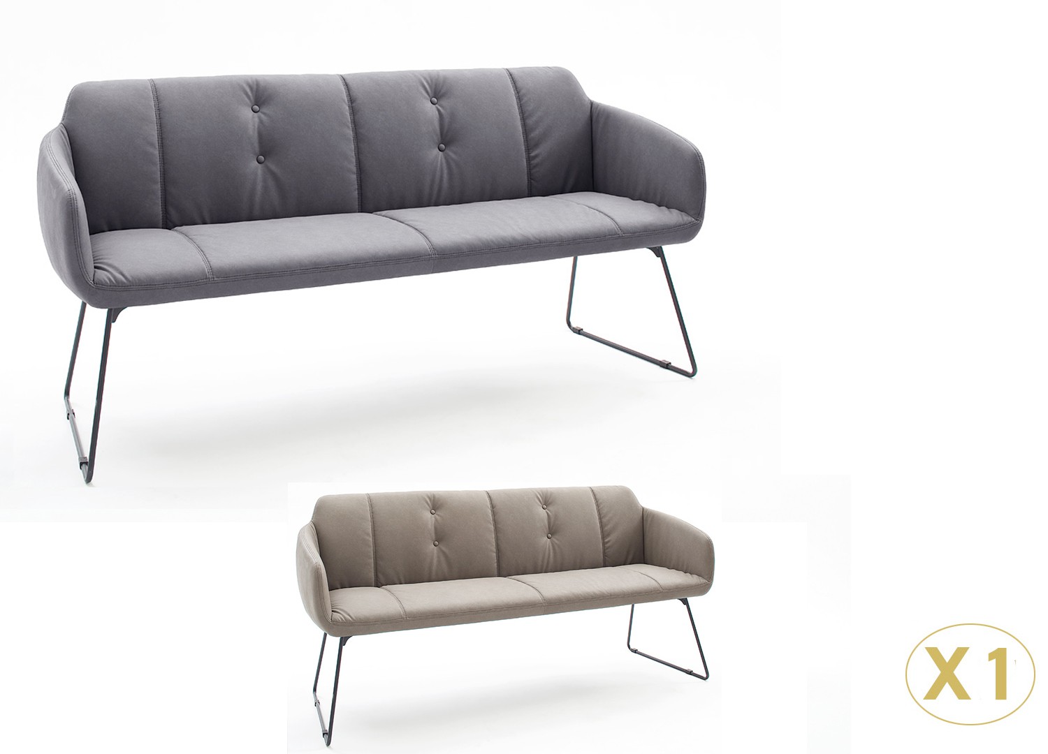 Banquette de table pied trapèze métal anthracite