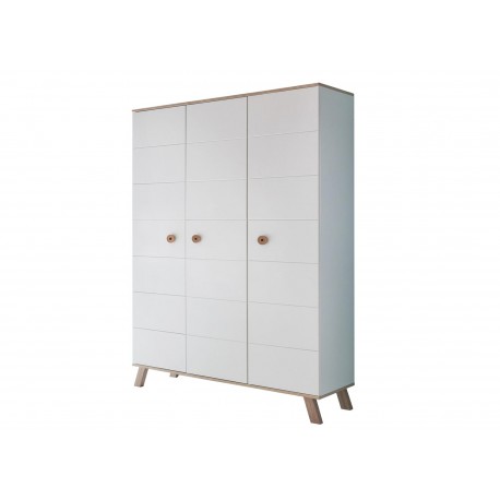 Armoire enfant 3 portes blanche et chêne