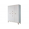 Armoire enfant 4 portes et 1 tiroir blanche et chêne