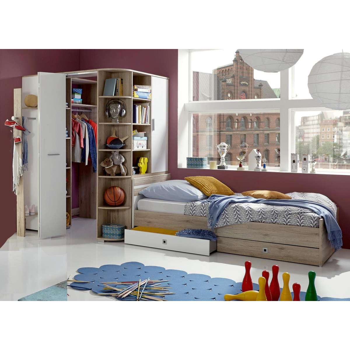 Chambre enfant avec armoire d'angle