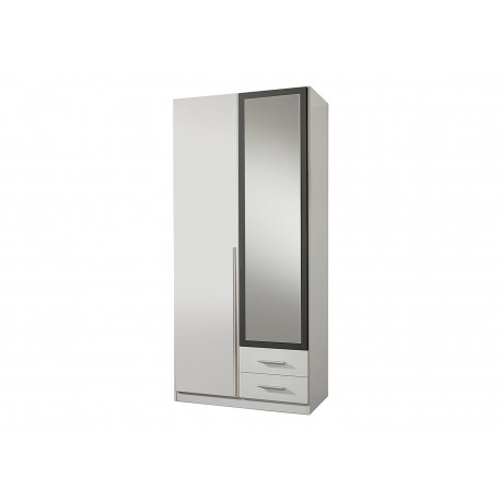 Armoire 2 portes et 2 tiroirs 90 cm avec miroir