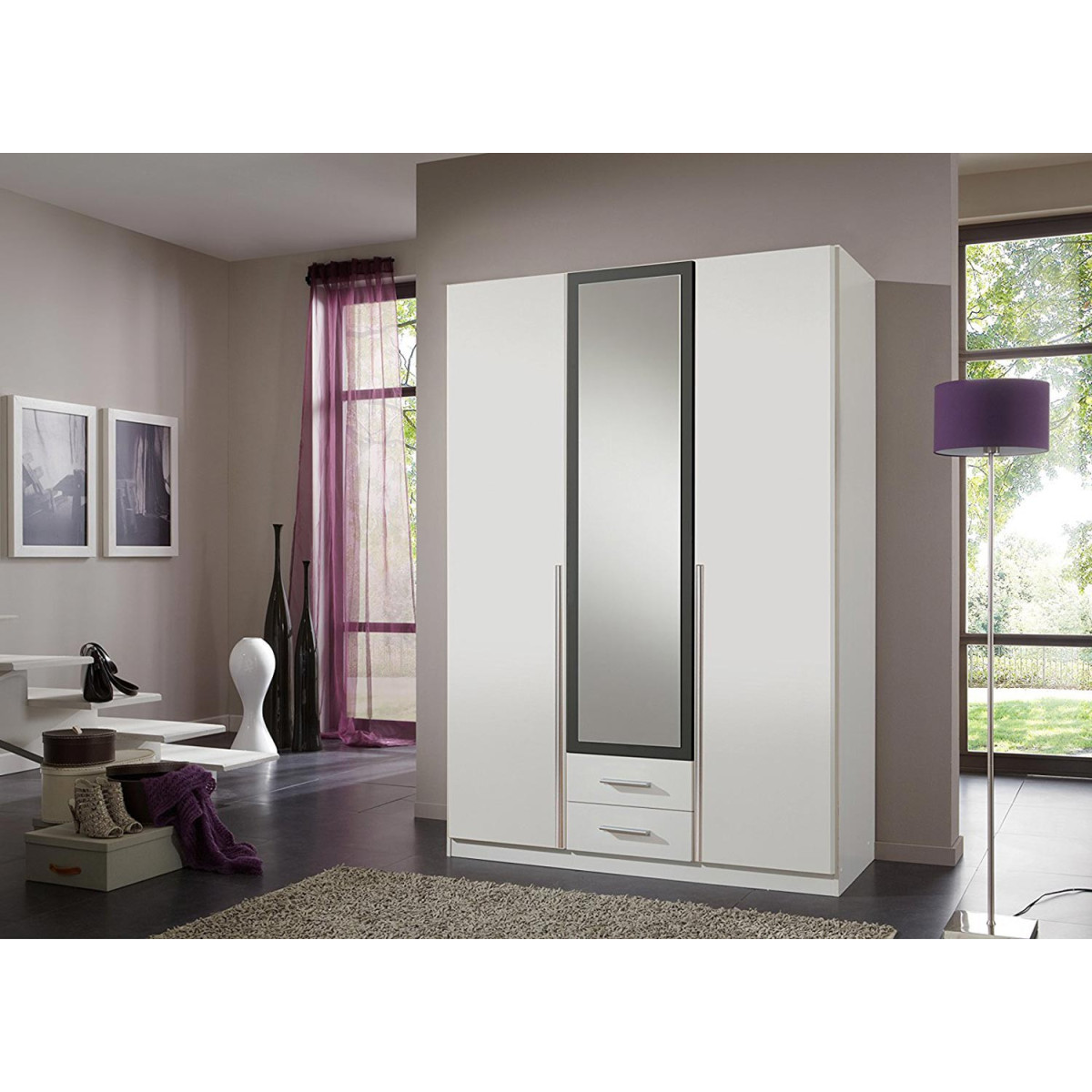 Armoire 3 portes blanche pas cher 135 cm