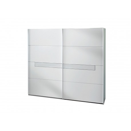 Armoire 2 portes blanche et verre blanc 2m70