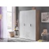 Armoire dressing 3 portes blanc brillant et décor chêne