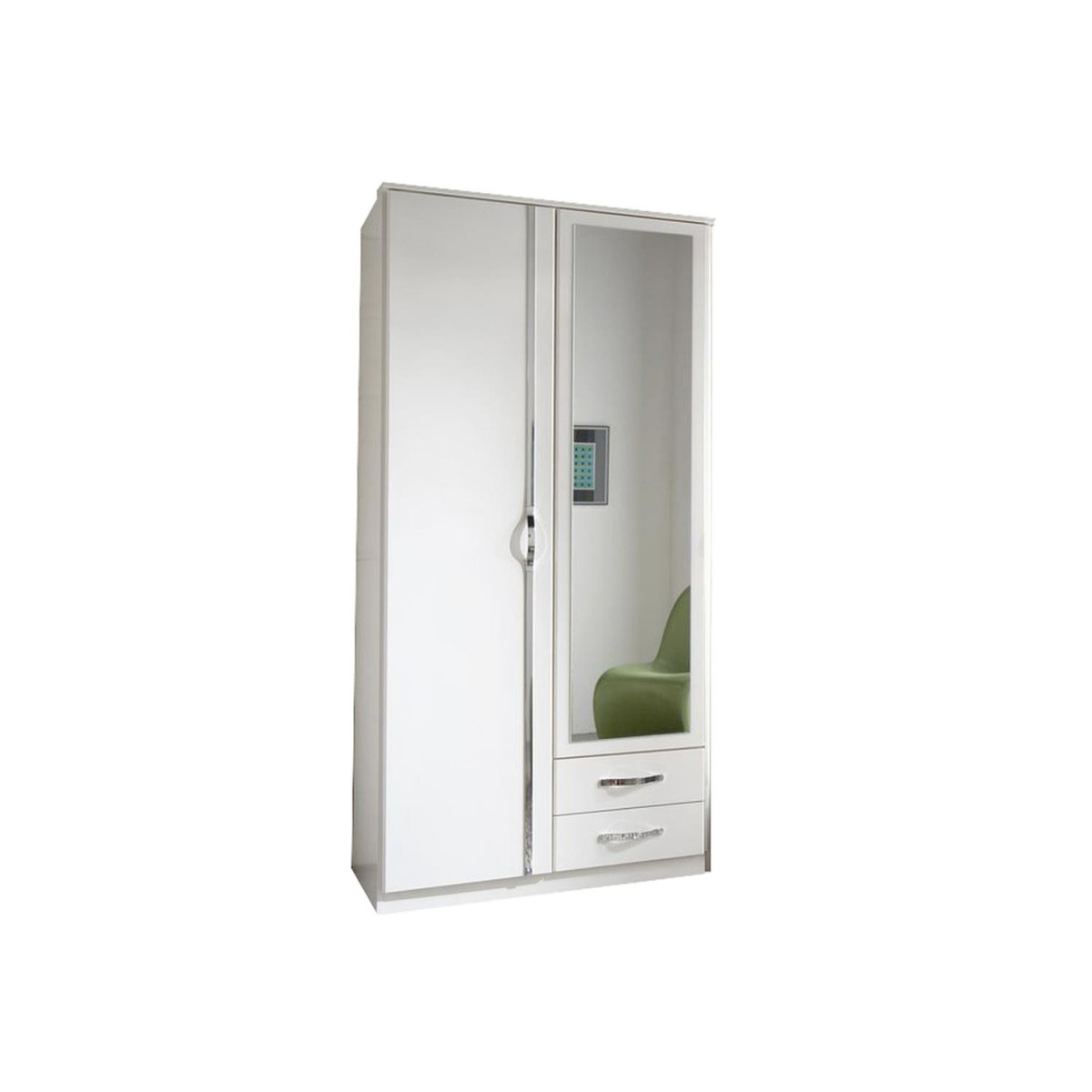 Armoire Blanche Et Beton Gris Clair 2 Portes Et 2 Tiroirs 90 Cm Cbc Meubles