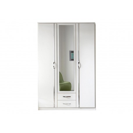 Armoire blanche 3 portes et 2 tiroirs 135 cm