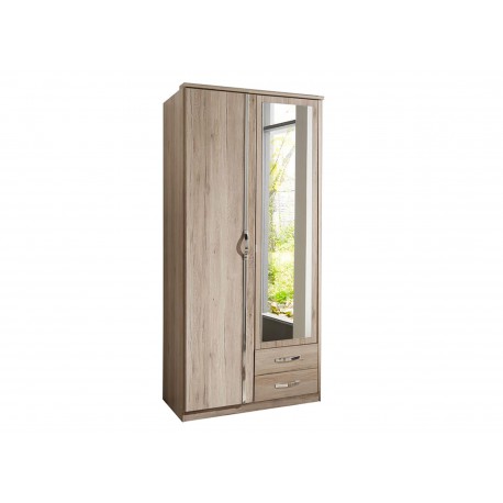Armoire chêne 2 portes et 2 tiroirs 90 cm